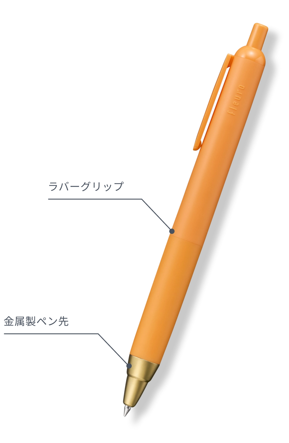 Fleura のラバーグリップと金属製ペン先