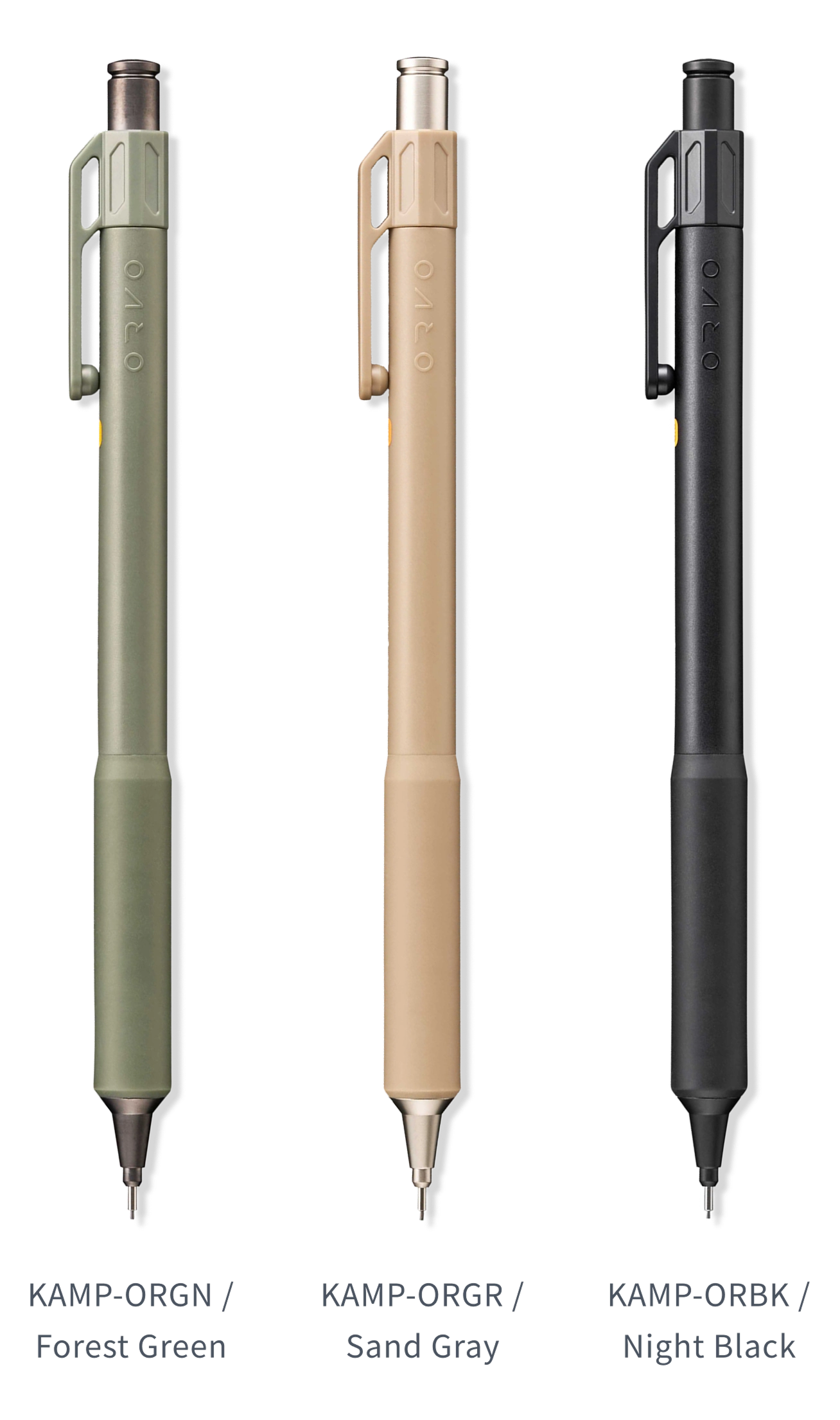 ORVO シャープペンシル ラインナップ（Forest Green / Sand Gray / Night Black）